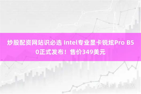 炒股配资网站识必选 Intel专业显卡锐炫Pro B50正式发布！售价349美元